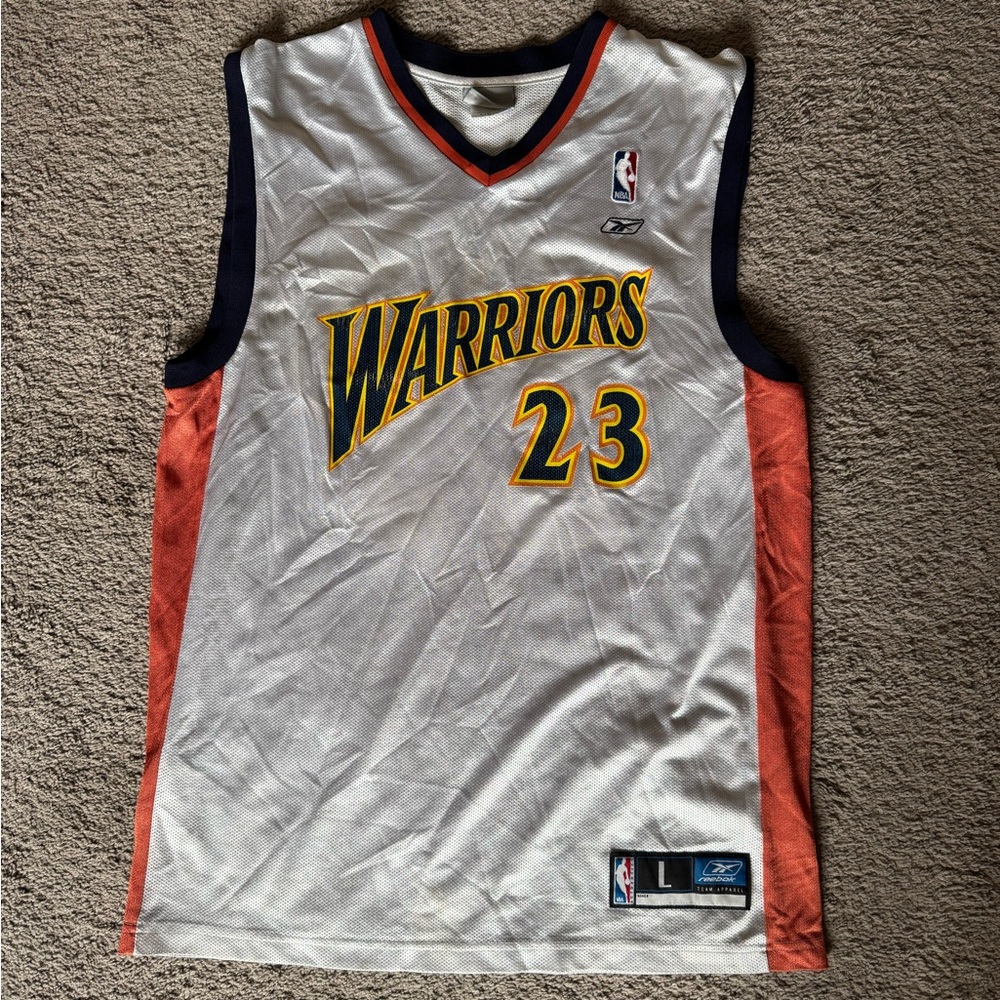Reebok White Jersey with Navy and Orange Trim